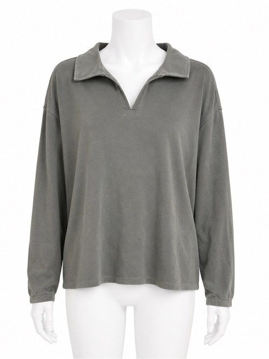 lululemon athletica Tops - Lululemon Softstreme Pique Oversized Long Sleeve Polo Shirt Palm Deco Green L